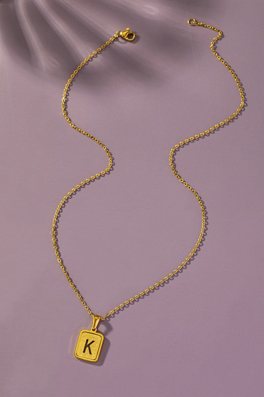 Brass diamond dust cut out initial necklace