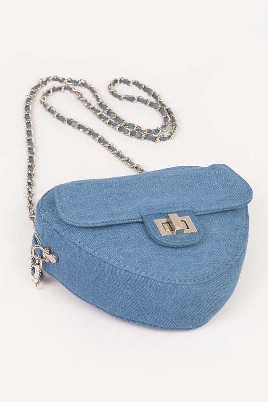 Denim Heart Shape Crossbody Swing Bag