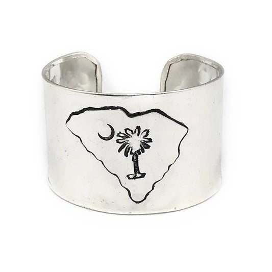 Anju Jewelry - Silver Adjustable Cuff Bracelet - South Carolina Palmetto