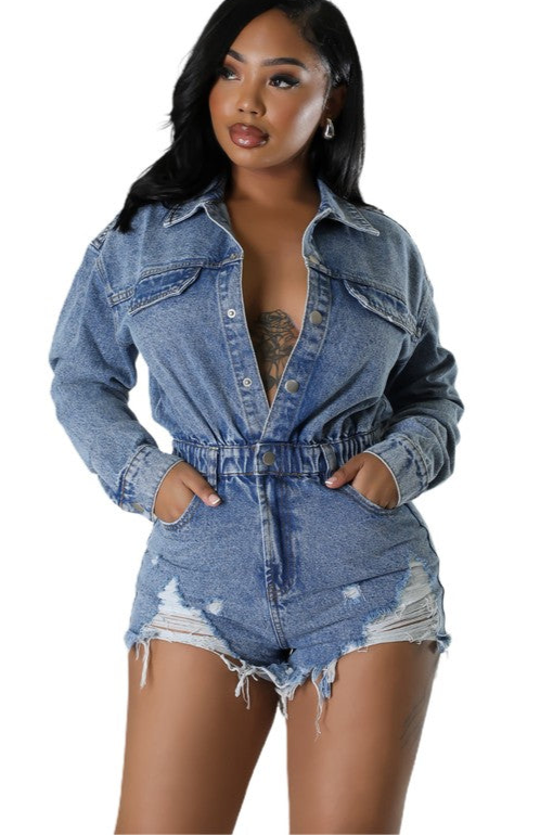 WOMEN FASHION DENIM ROMPERS