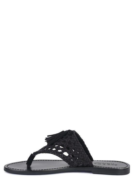 Beach natural cotton woven thong flats