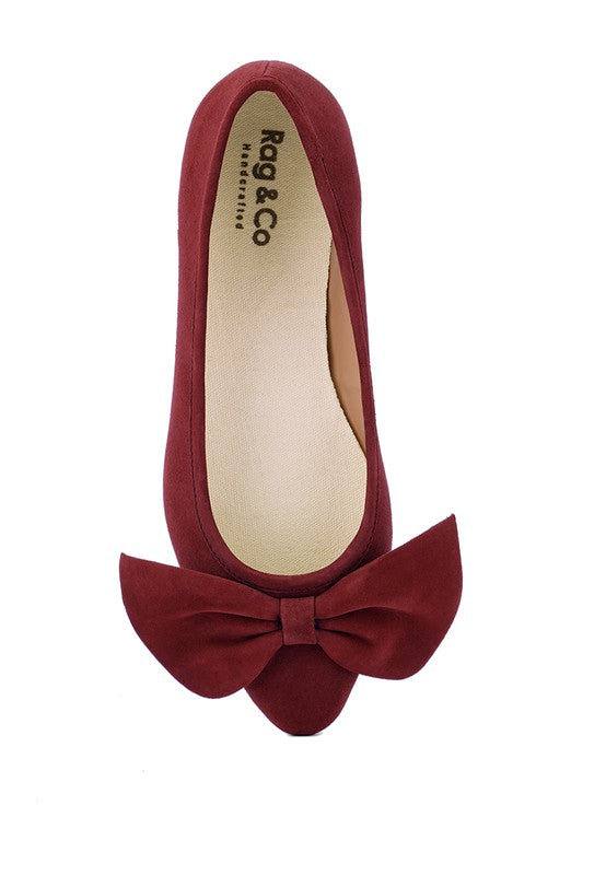 CHUCKLE Big Bow Suede Ballerina Flats