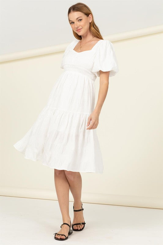 FIND ME AGAIN TIERED MIDI DRESS