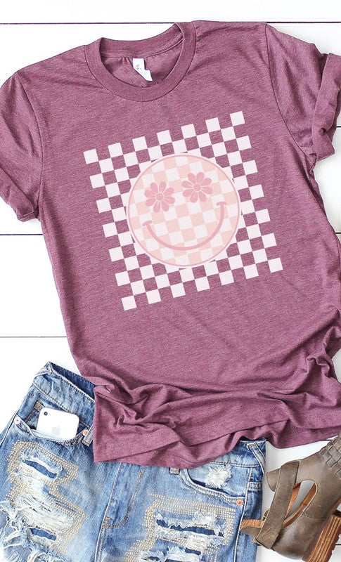 Flora Double Checkered Smiley Graphic Tee