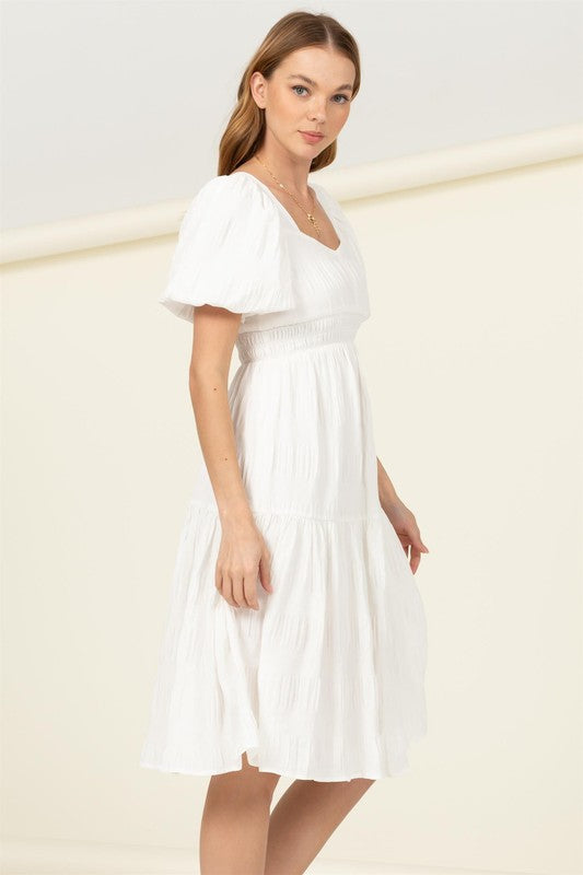 FIND ME AGAIN TIERED MIDI DRESS