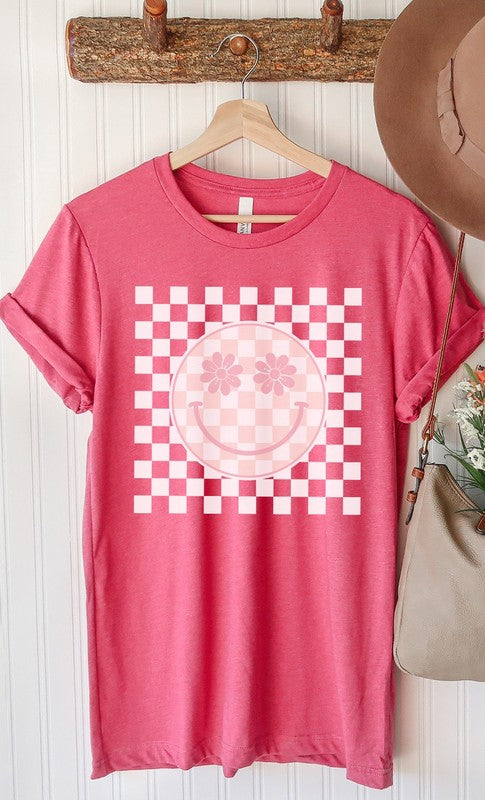 Flora Double Checkered Smiley Graphic Tee