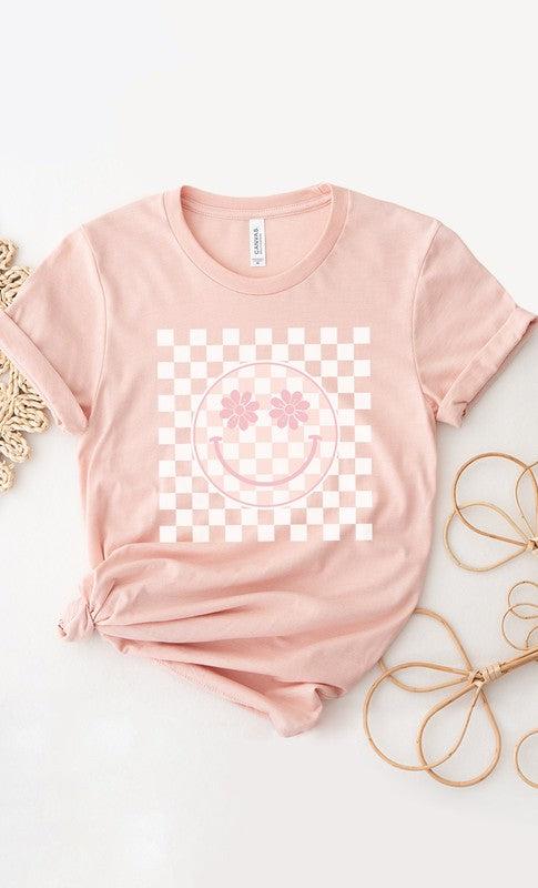 Flora Double Checkered Smiley Graphic Tee