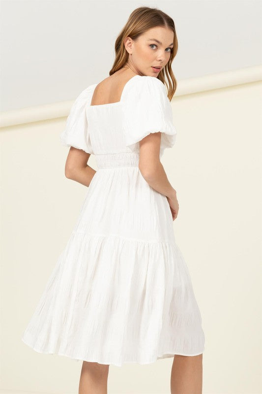 FIND ME AGAIN TIERED MIDI DRESS