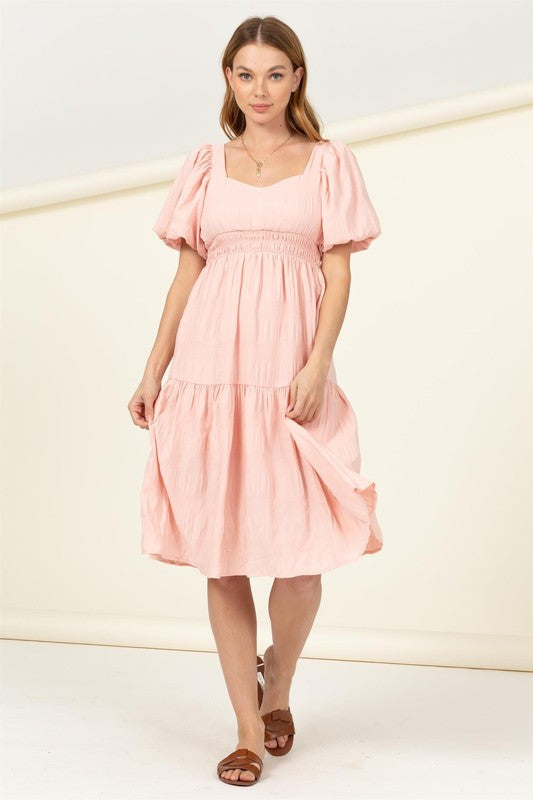 FIND ME AGAIN TIERED MIDI DRESS